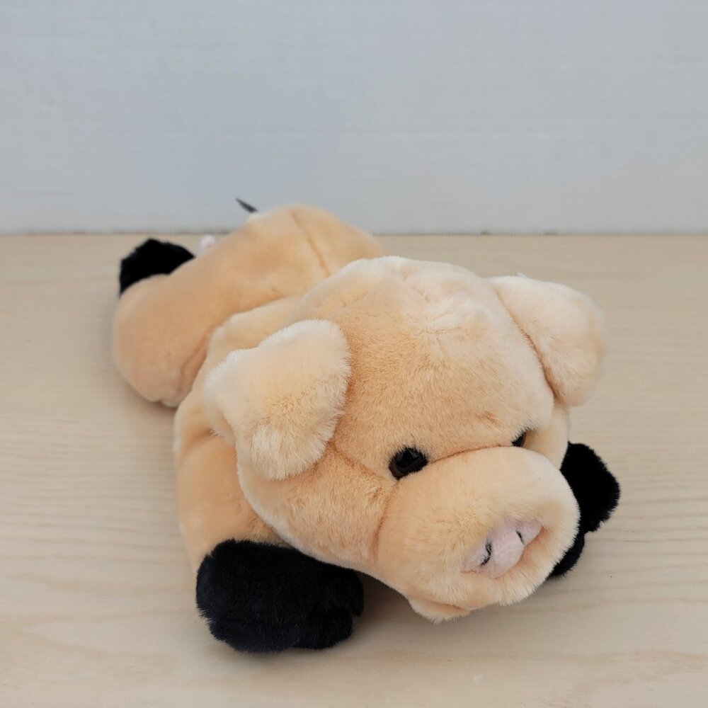 FAO Schwarz Fifth Avenue Pig Piglet Plush Laying Stuffed Animal Toy 11"